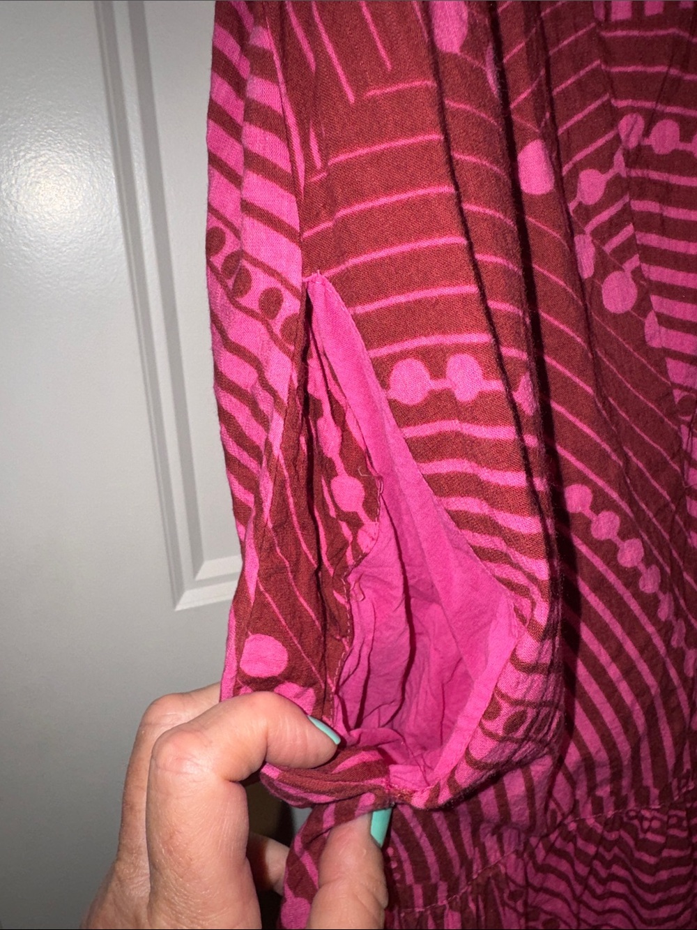 Maeve by Anthropologie Bright Pink Swirl Print Ruffle Hem Dress-The Cassandra - Picture 14 of 15